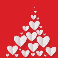 Valentine's day abstract background with cut paper hearts. Vector illustration