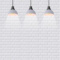 Vector scene illuminated spotlight. Gray bricks wall background.