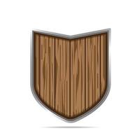 Oaken shield of the warrior with the metal studs on a blank background vector