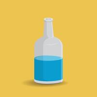 Glass bottle with water on a white background. Vector illustration bottle with a white label in your designs, pattern mock-up containers filled with liquid drink to quench your thirst.