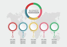 plantilla infográfica 3d abstracta con cinco pasos para el éxito. plantilla de círculo empresarial con opciones para folleto, diagrama, flujo de trabajo, línea de tiempo, diseño web. pasos vectoriales 10 vector