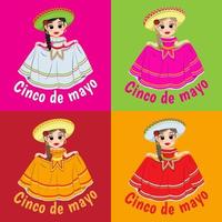 Cinco de Mayo - May 5, federal holiday in Mexico. Cinco de Mayo banner and poster design with mariachi dancers cartoon character vector