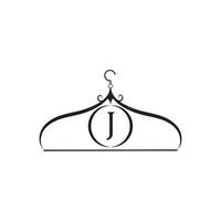 Fashion vector logo. Clothes hanger logo. Letter J logo. Tailor emblem. Wardrobe icon - Vector design