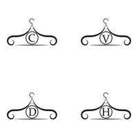 Fashion vector logo. Clothes hanger logo. Letter logo. Tailor emblem. Wardrobe icon - Vector design
