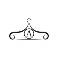 Fashion vector logo. Clothes hanger logo. Letter A logo. Tailor emblem. Wardrobe icon - Vector design