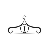 Fashion vector logo. Clothes hanger logo. Letter I logo. Tailor emblem. Wardrobe icon - Vector design