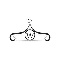 Fashion vector logo. Clothes hanger logo. Letter W ogo. Tailor emblem. Wardrobe icon - Vector design