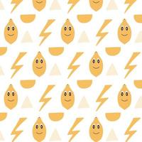 pattern with yellow lemons. Vector pattern in retro style.