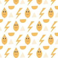 pattern with yellow lemons. Vector pattern in retro style.