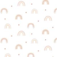 Childish pattern with cute rainbows. Children's boho style. Hand-drawn pattern with rainbow and stars. Vector illustration.