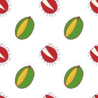 Fruit mango and rambutan seamless pattern, great design for any purposes. Hand drawn fabric texture pattern. Healthy food background. Vector flat style summer graphic. On white background.