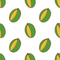 Mango Fruit seamless pattern, great design for any purposes. Hand drawn fabric texture pattern. Healthy food background. Vector flat style summer graphic. On white background.