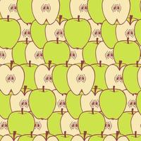 Fruit apple seamless pattern, great design for any purposes. Hand drawn fabric texture pattern. Healthy food background. Vector flat style summer graphic. On white background.