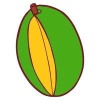 Cartoon style, flat isolated fruit mango. Hand drawn doodle vector illustration.