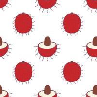 Fruit rambutan seamless pattern, great design for any purposes. Hand drawn fabric texture pattern. Healthy food background. Vector flat style summer graphic. On white background.