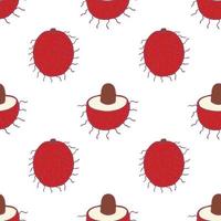 Fruit rambutan seamless pattern, great design for any purposes. Hand drawn fabric texture pattern. Healthy food background. Vector flat style summer graphic. On white background.