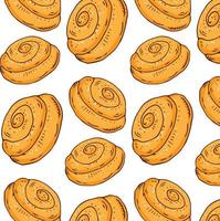 Pastry pattern, cinnamon roll print. Bakery pattern. Sugar cookies. vector