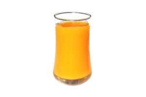 Orange juice in glass isolated on white background. photo