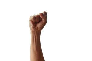 Man hand fist isolated on white background with clipping path. photo