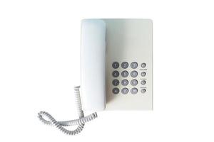 White landline telephone isolated on white background with clipping path. photo