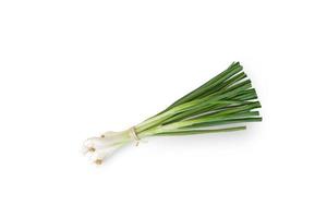 Bundle of spring onions isolated on white background with clipping path. photo