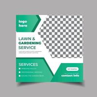 Lawn, garden or landscaping service social media post template vector