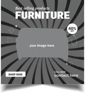 Furniture social media post template vector