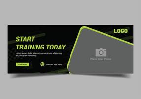 gym fitness social media post banner template, web banner template vector