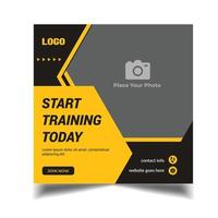 gym fitness social media post template, web banner template vector