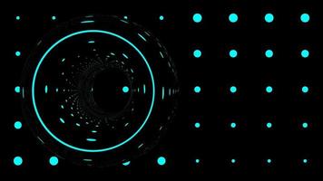 Scifi blue led futuristic tunnel display. blue light abstract circle with halftone dots background photo