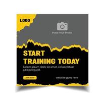 gym fitness social media post template, web banner template vector
