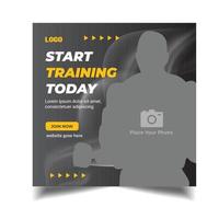 gym fitness social media post template, web banner template vector