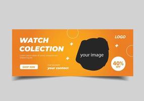 smart watch social media banner template vector