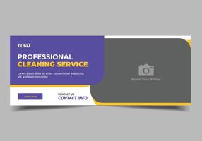 Cleaning service social media banner template, Home cleaning service web banner template vector