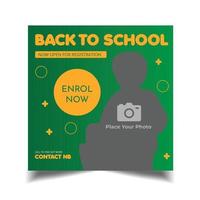 back to school social media post template, kids school web banner template vector