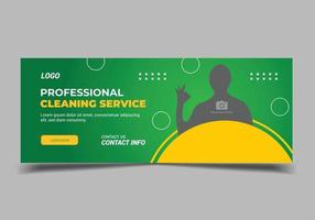 Cleaning service social media banner template, Home cleaning service web banner template vector