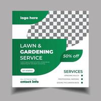 Lawn, garden or landscaping service social media post template vector