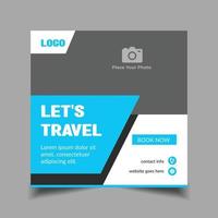 Holiday travel social media post, design for ads, web banner template vector