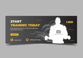 gym fitness social media post banner template, web banner template vector