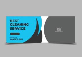 Cleaning service social media banner template, Home cleaning service web banner template vector