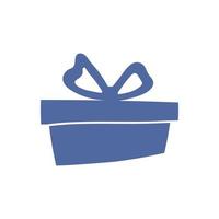 Gift box with ribbon. Icon flat design. Banners, graphic or website layout template. Blue color vector