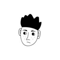 Hand drawn human face doodle. Young guy. Isolated ink drawing with a pen. Pencil drawing. vector