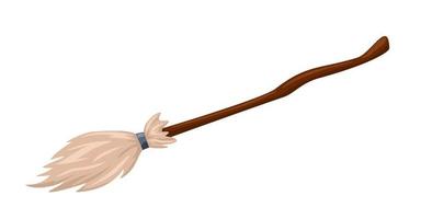 vector de icono de símbolo de Halloween. una escoba hecha de ramitas con un largo mango de madera. ilustración vectorial