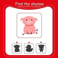 Find the correct shadow. Pig vector