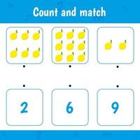 Count and match. Math game for children. vector