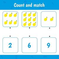 cuenta y empareja. juego de matemáticas para niños. vector