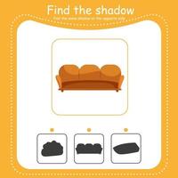 Find the correct shadow. Sofa vector