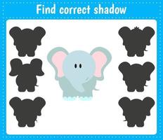 encontrar la sombra correcta. elefante vector