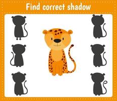 Find the correct shadow. Jaguar. Animals vector