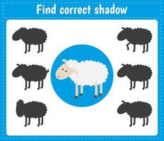 Find the correct shadow. Sheep. Animals vector